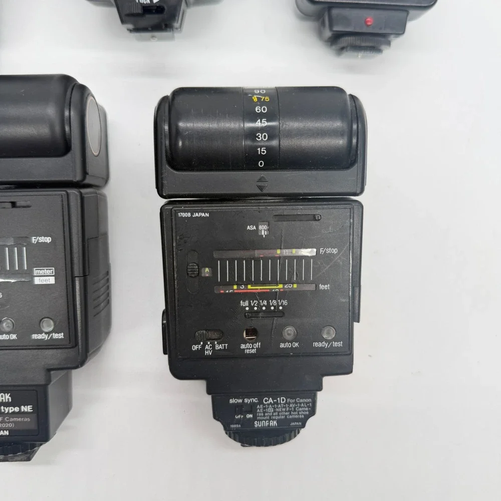 Vintage Camera Flash Lot Soligor Vivitar   Sunpak For Parts or Repair *Untested*